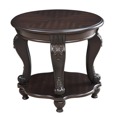 22" Solid Wood Sofa Side Table with Shelf
