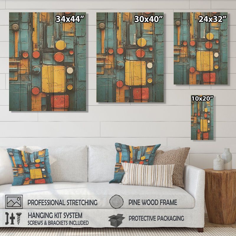 Motif tribal bleu Ndebele - Tribal africain sur bois, H 32 po x l 24 po