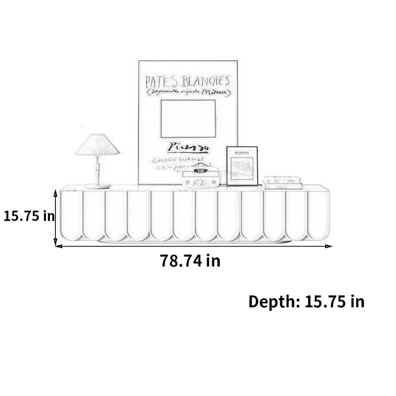 Meuble télé à panneau français de style crème français, 78.74"