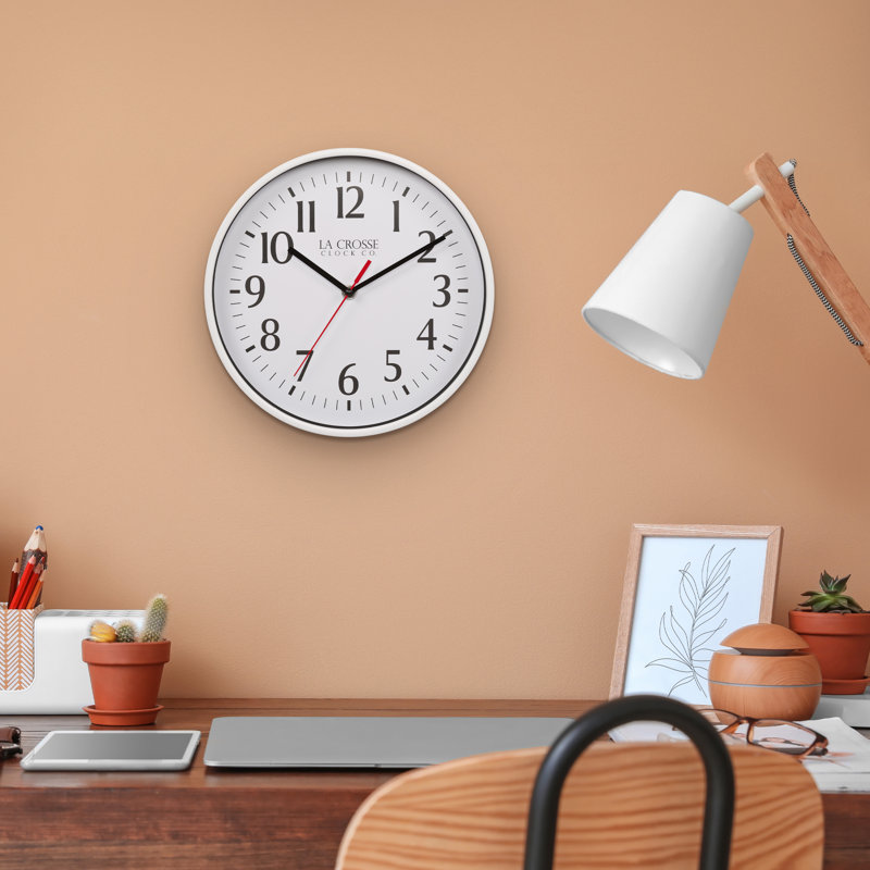 La Crosse Clock 10 in. Basics Analog Quartz Wall Clock, White