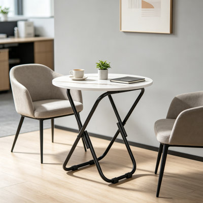 Ensemble de 2 tables d'appoint rondes et pliantes, table d'appoint pliable, petite table de bout pliante et compacte, table de collation pliable (ensemble de 2)