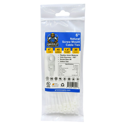6" 40lb Screw Mount Cable Tie 30/bag