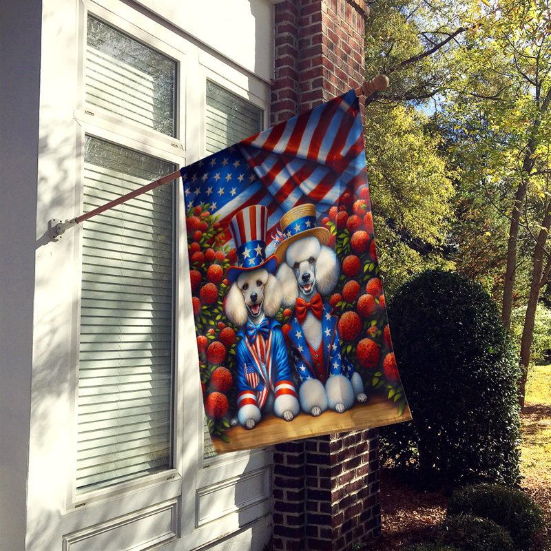 Drapeau «All American House», Bleu / rouge / caniche blanc