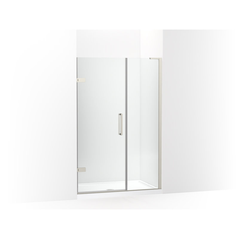 Composé de porte de douche pivotante sans cadre de l 45-1 / 4 po à l 46 po x H 71-1 / 2 po avec verre cristal clair de 3/8 po et poignées de porte verticales dos à dos