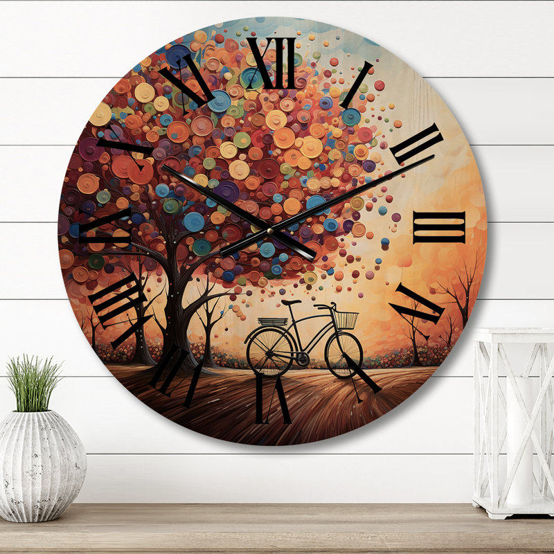 Horloge murale en bois massif Pearlena, Petit