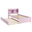 Lit simple avec lit gigogne et bibliothèque intégrée, lit plateforme rose pour chambre d'enfant
