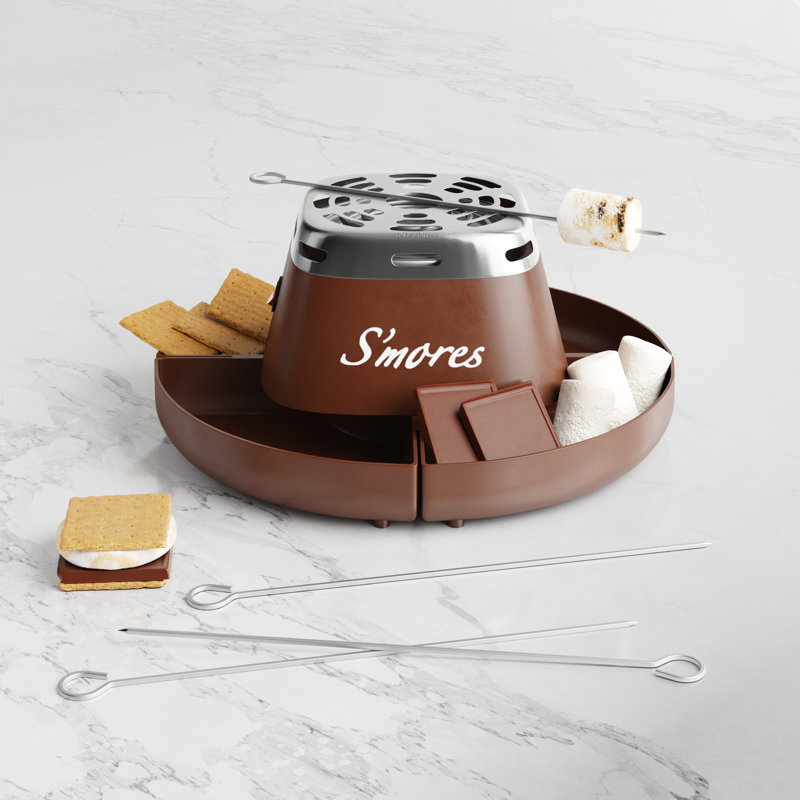 Brown Stainless Steel Indoor Electric S'mores Maker with Trays