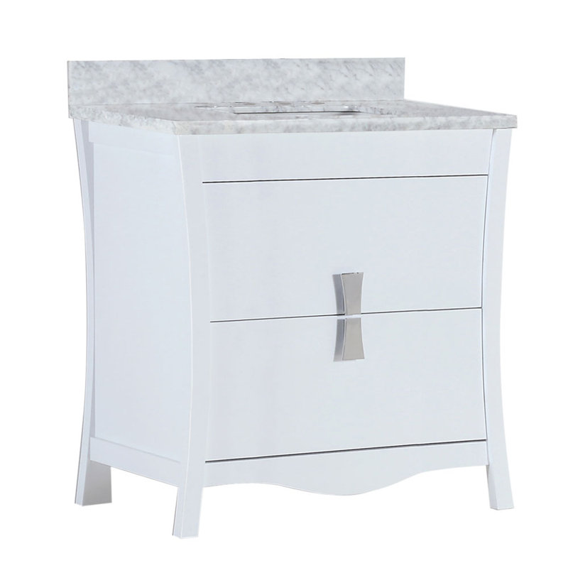 30.39'' Single Bathroom Vanity with Top, White Carrara