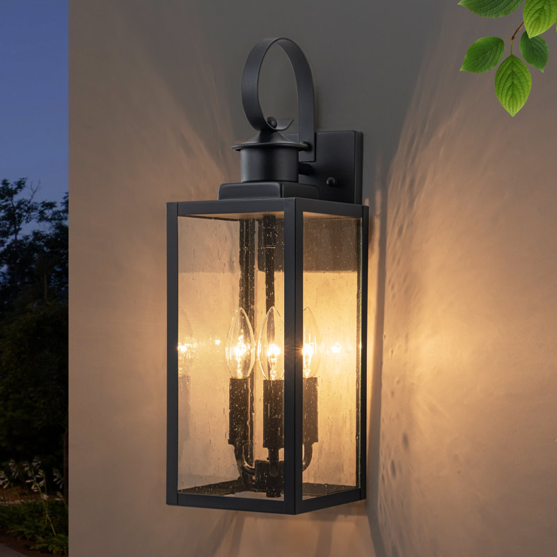 Lanterne murale d'extérieur 19 po à 3 lumières avec verre bullé 19 po