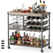 HOMYSHOPY Acrylic Bar Cart with Wine Rack & Glass Holder, 2-Tier Silver  Rolling Cart, Chrome