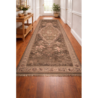 Tapis oriental géométrique brun Kutcher