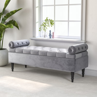 Ethelsville Upholstered Flip Top Storage Bench with Side Arms