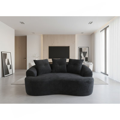 Canapé incurvé 65,35 po avec coussins à ressorts ensachés pour siège moelleux, petit espace avec 3 coussins décoratifs, aucun assemblage requis