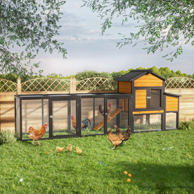 32 Sq Ft Wooden Rabbit Hutch, Chicken Coop with Nesting Box and Removable Cleaning Tray