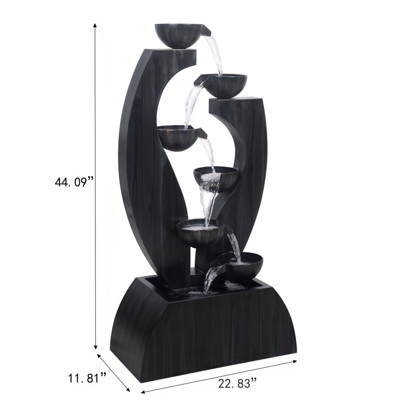 Handcrafted Outdoor Metal Cascade Fountain, Black