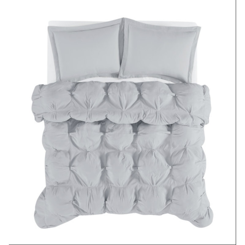 Ensemble d'édredon surdimensionné vraiment moelleux Puffer, 1 édredon de très grande taille et 2 taies déco, Gris