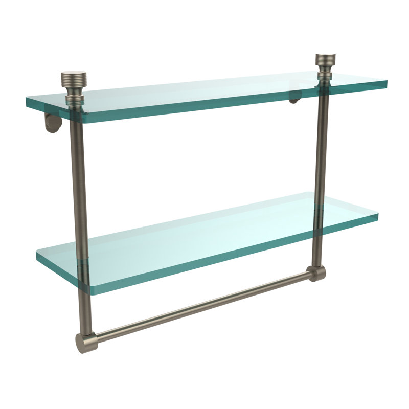 Ballenas 2 Piece Tiered Shelf with Towel Bar, 16", Antique Pewter
