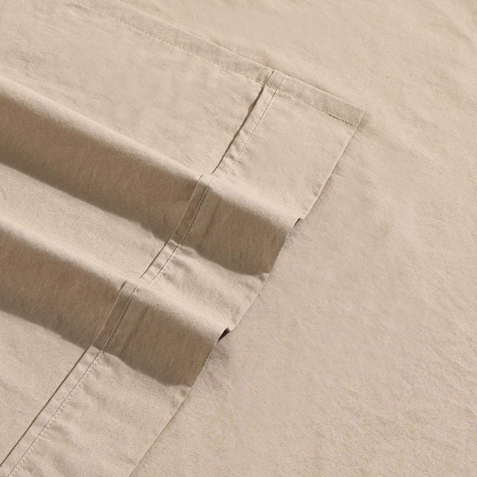 Calvin Klein Washed Cotton Percale Sheet Set, King Sheet Set with 2 Pillowcases, Camel Brown
