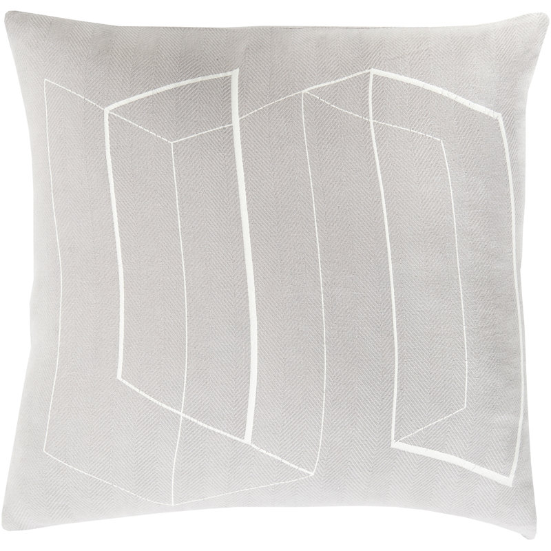 Coussin décoratif en coton, H 22 po x l 22 po x P 4 po, Gris clair, Duvet