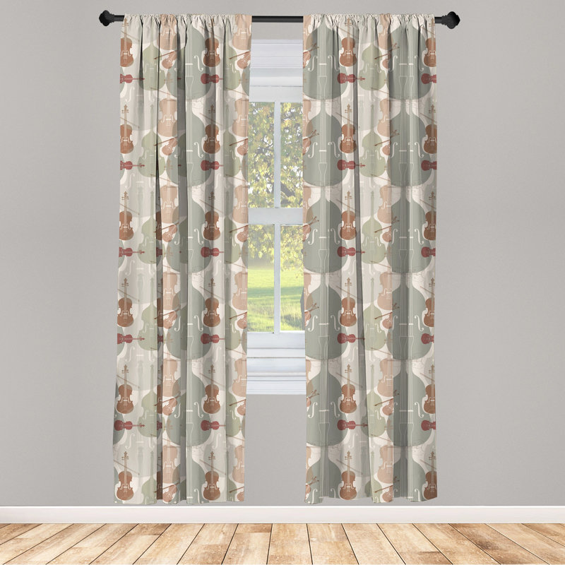 Music Semi-Sheer Rod Pocket Curtain Panels, 28" x 63"