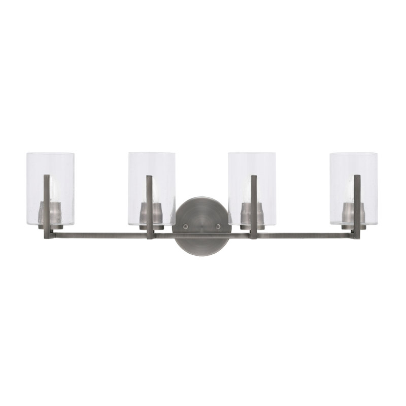 Barre d'éclairage de salle de bain 4 lumières Dayberry avec verre à bulles 4 po, Gris, Clair