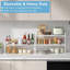 Organisateurs de tablettes d'armoires de cuisine de 15,5 à 25,5 pouces, organisateur de tablettes de comptoir de cuisine réglables, ensemble de 4 tablettes de rangement de comptoir extensibles, conception empilable, 30 lb robuste, économiseur d'espace