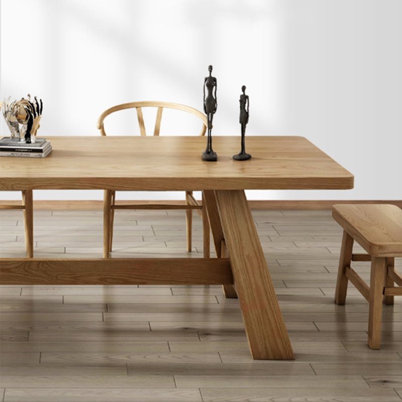 Modern Japanese style solid wood dining table set, 29.5"H x 62.9"L x 27.5"W