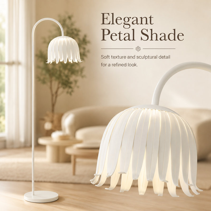 154.8cm Cerused/Limed Arched Floor Lamp Set