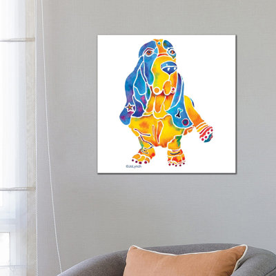 Baily Bassett Hound Dog On White by Jo Lynch - Wrapped Canvas Gallery-Wrapped Canvas Giclée