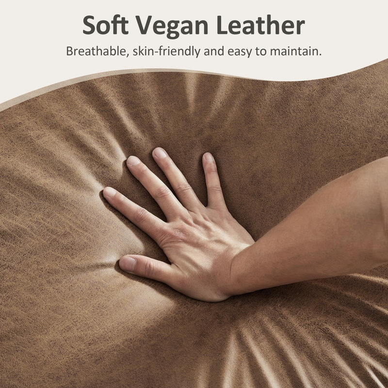 Steljana Faux Leather U-Shaped Sectional Symmetrical, Caramel Tan Brown Faux Leather