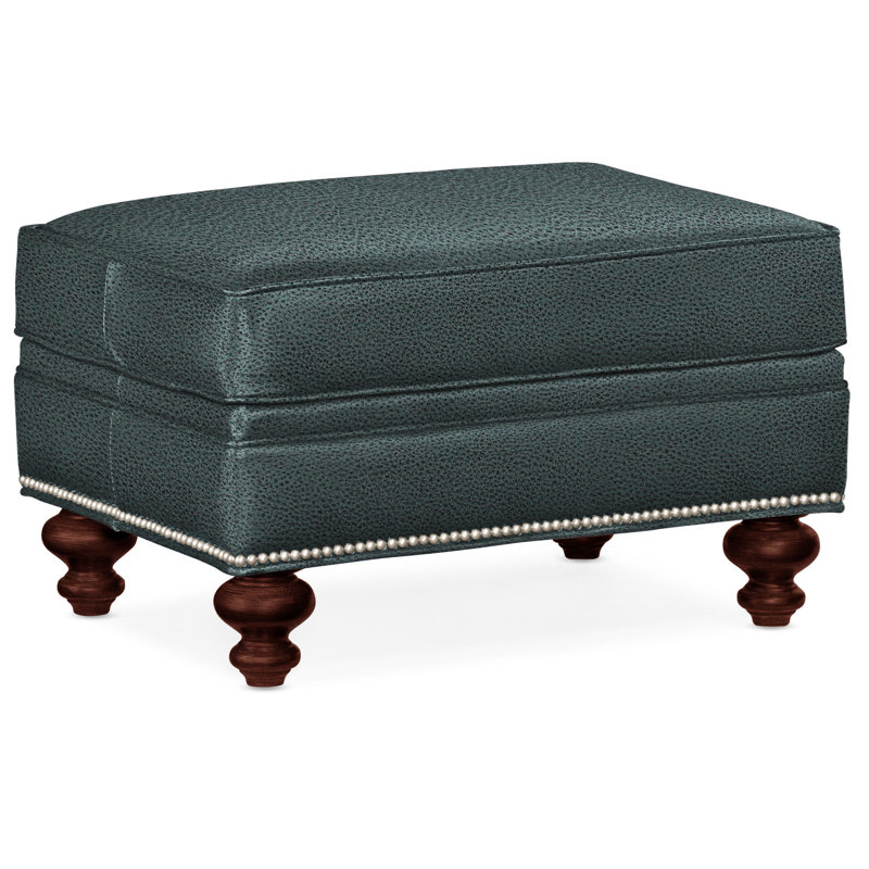 West Ottoman, Anilina Hunter Genuine Leather, Mahogany, Pewter