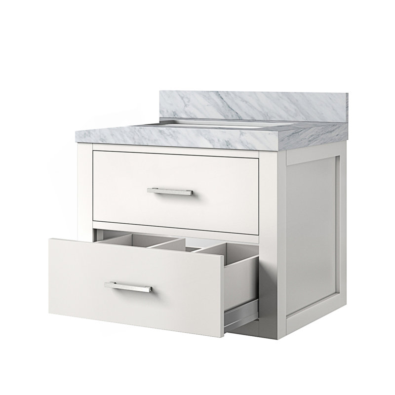 Design moderne 24 po X P 18 po D Meuble-lavabo simple avec plateau en acrylique, Blanc