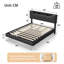 Floating Hydraulic PU Ottoman Bed With LED & Charging Station (USB/Type-C), 140X200cm Double / 160X200cm King, Black Faux Leather Smart Storage-721734987