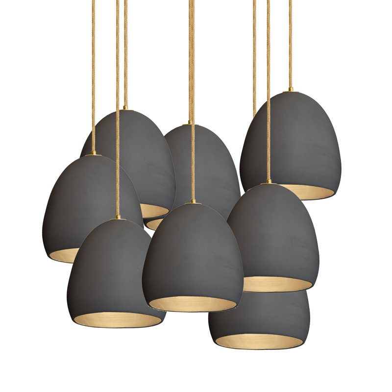 Luminaire en grappe à 8 lumières Clay, Pas d'ampoule, H 124 po, Laiton