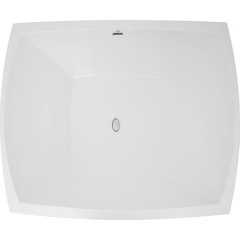 Denali 70'' L Freestanding Soaking Bathtub, Glossy White, Satin Chrome