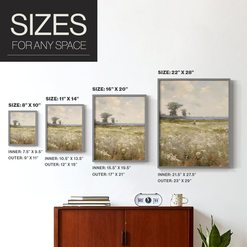 «Vintage Landscape», reproduction encadrée en bois massif, Gris, H 11 po x l 9 po