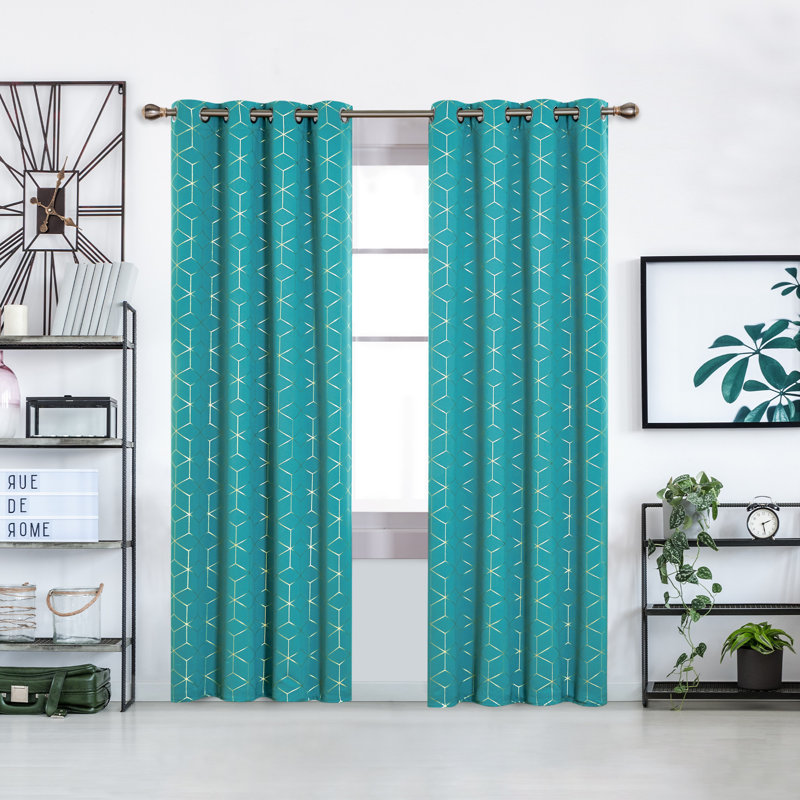 Malone Room Darkening Thermal Curtain, Turquoise, Width 117 x Drop 229cm