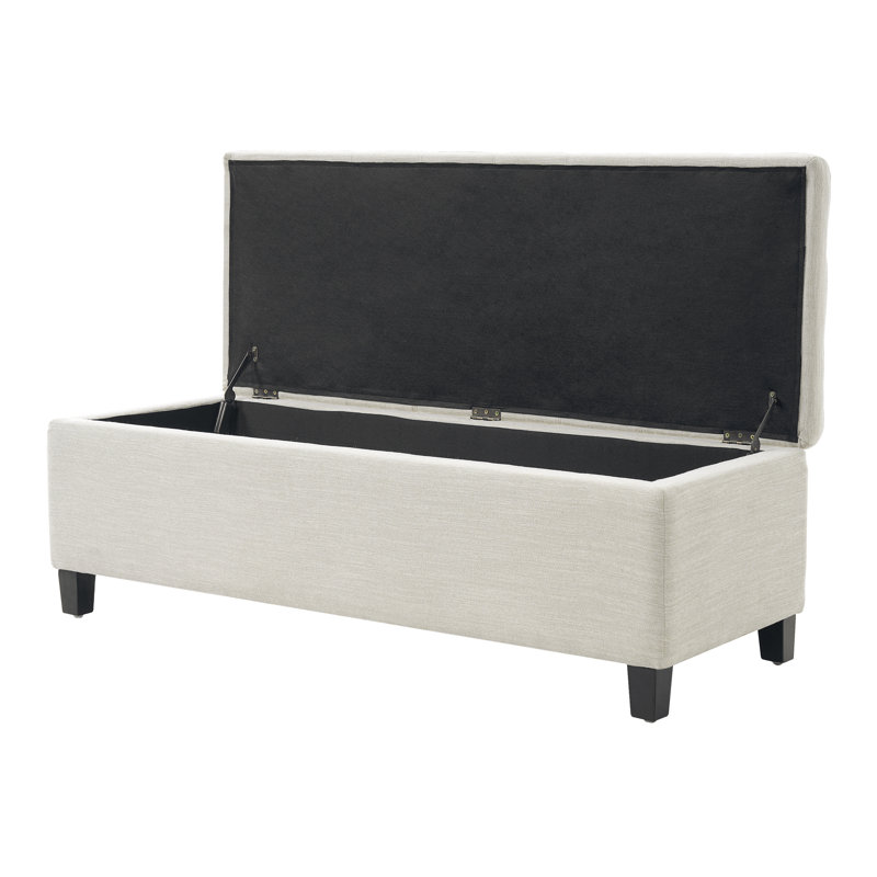 Repose-pieds de rangement rectangulaire capitonné de 50 po Idalynn, Beige