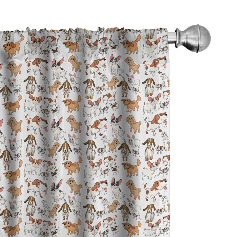 Dog Lover Semi-Sheer Rod Pocket Sliding Panel, 28" x 84"