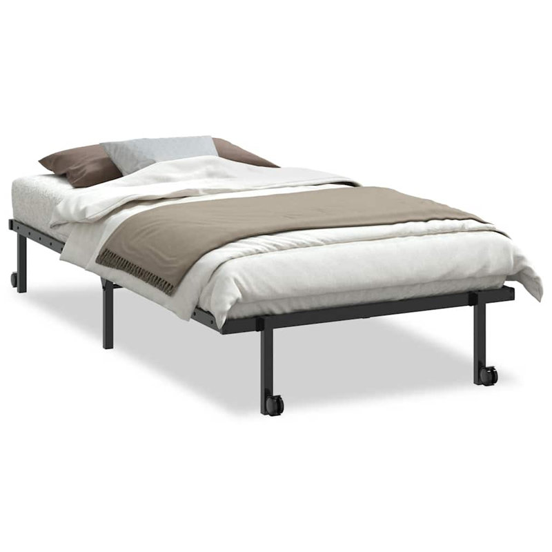 Bed Frame Without Mattress Foldable Steel, 111.5 x 225cm, Black