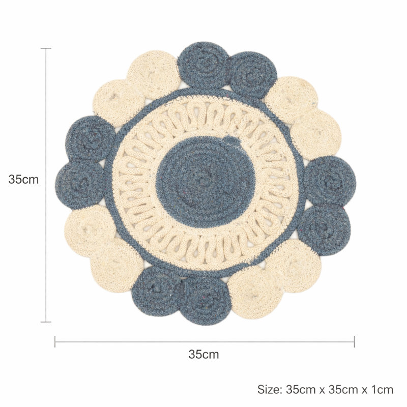 Cotton Floral Placemat, Blue