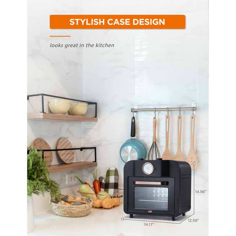 Friteuse à air CHK Series multi-four, 17-QT multifonctionnel et multi-niveaux, 1500 W, noir