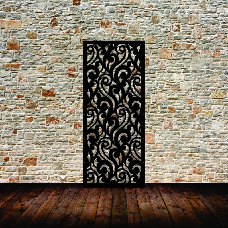 Curly Aluminum Laser-Cut Privacy Screen Panel  – Powder-Coated Outdoor Metal Wall Art, Decorative Garden Fence Privacy Divider