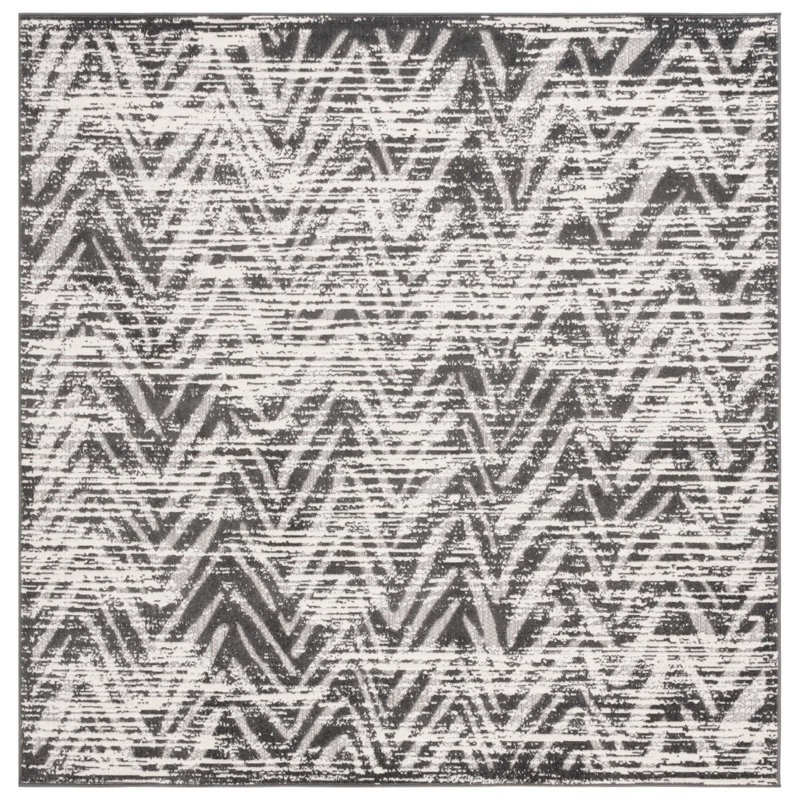 Joannette Performance Chevron Indoor/Outdoor Area Rug, Square 6'7"
