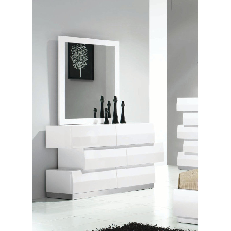 Ensemble de commode à 6 tiroirs avec miroir l 52 po Mcowenen 