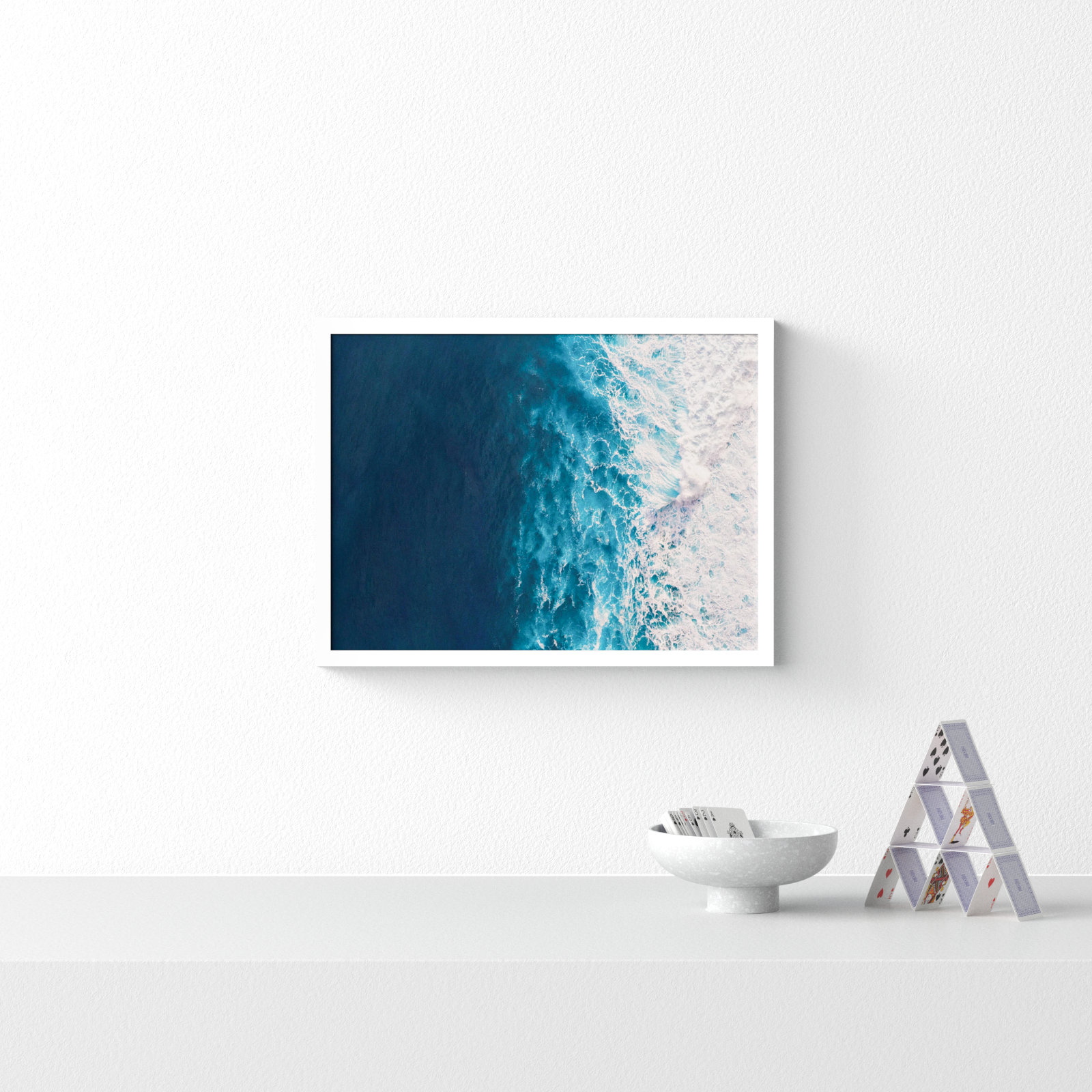 Seascape of Splashing Waves Print, White, 19" H x 25" W x 1" D