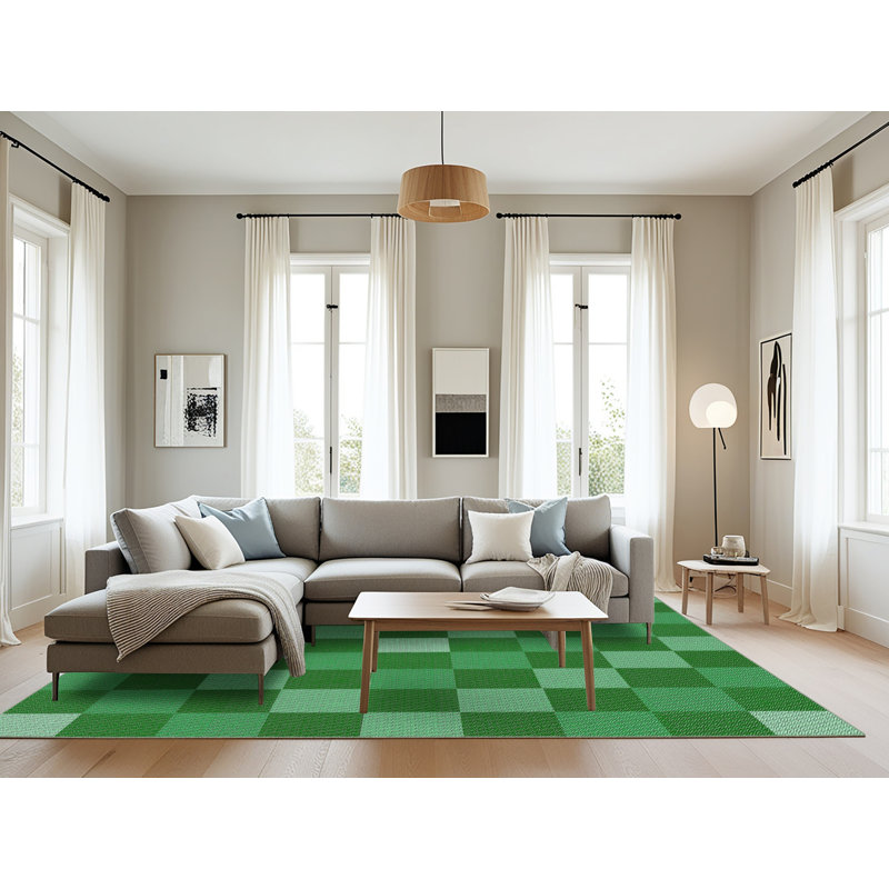 Tapis vert à motif géométrique Eimear, Rectangle 8 pi x 10 pi