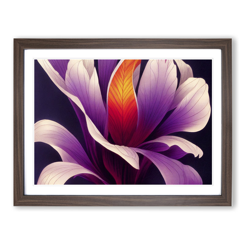 Sweet Flower - Single Picture Frame Print, 34cm H x 46cm W x 2cm D, Walnut