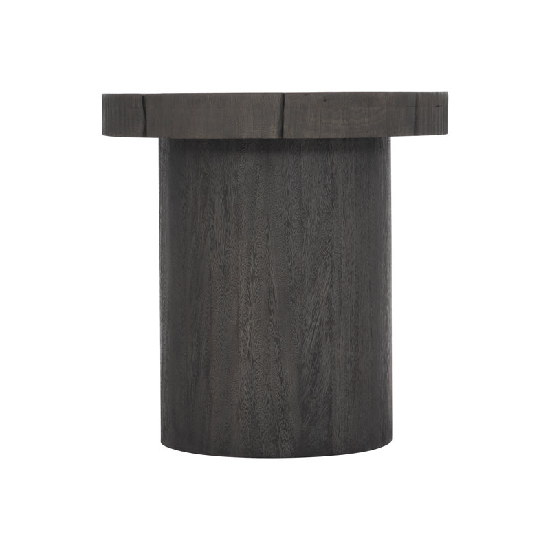 Gray Round Teak and Suar Wood End Table