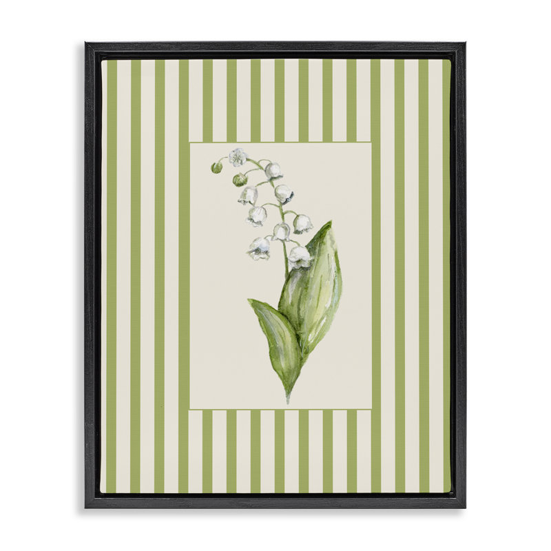 Cadre flottant rayé Lily Of The Valley, design par Lisa Wehmeyer, H 31 po x l 25 po, Cadre flottant noir de jais